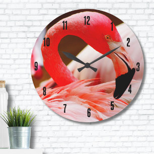 Reloj Redondo Grande Flamingo rosa tropical