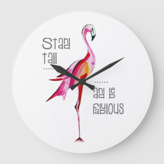 Reloj Redondo Grande Flamingo Stand Tall Be Fabulous Funny Diciendo Reg