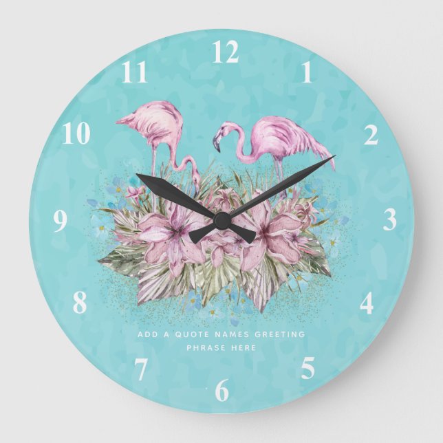 Reloj Redondo Grande FLAMINGOS Personalizados (Anverso)