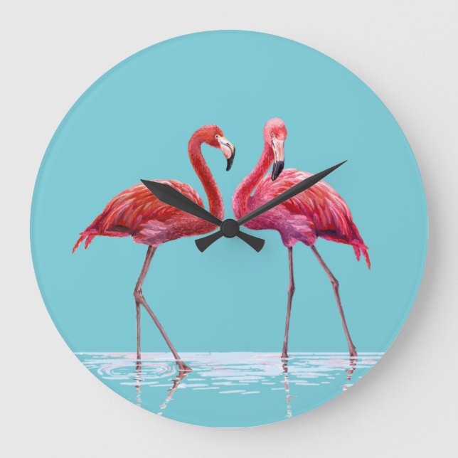 Reloj Redondo Grande Flamingos Wall Clock (Anverso)