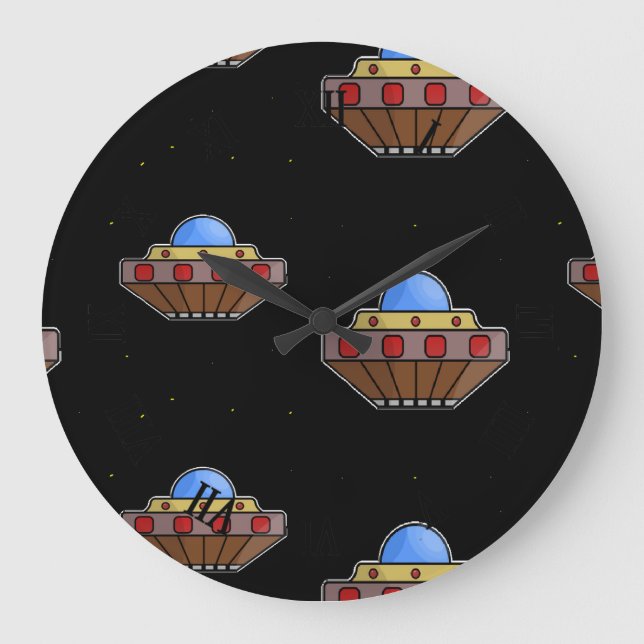 Reloj Redondo Grande Flaufo en negro espacial (Anverso)
