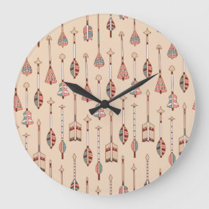 Reloj Redondo Grande Flechas a mano, Vintage colorido.