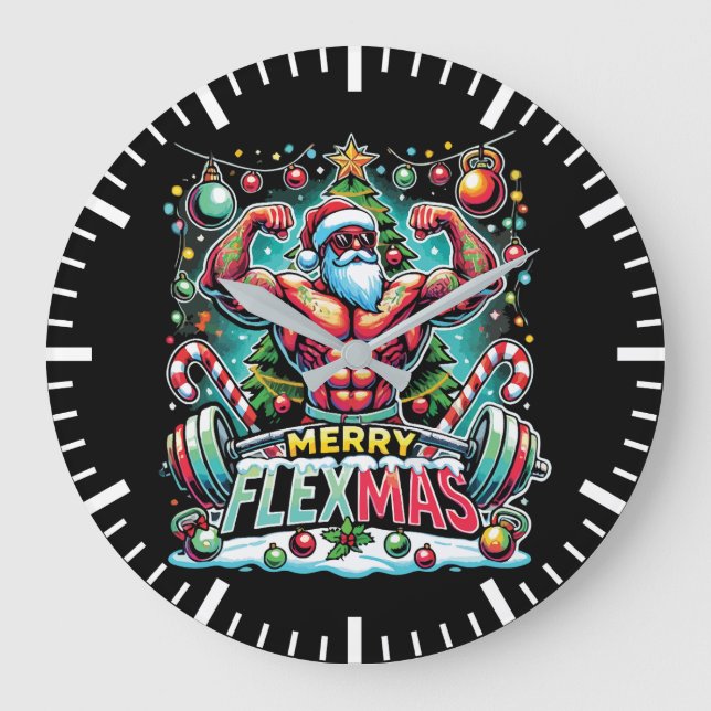 Reloj Redondo Grande Flexmas de cerezo - Gimnasio de Santa Navidades Mu (Anverso)