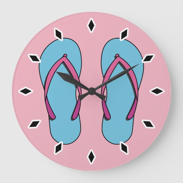 Reloj Redondo Grande Flip Flops de playa (Anverso)