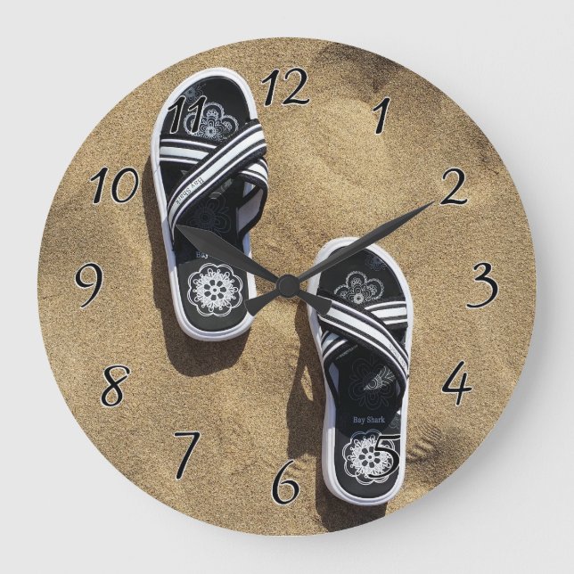 Reloj Redondo Grande Flips-flopes con playas (Anverso)
