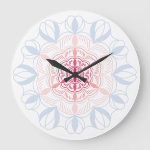 Reloj Redondo Grande Flor Abstracta de Colores Bailarines