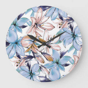 Reloj Redondo Grande Flor acuarela: diseño adorablemente pintado