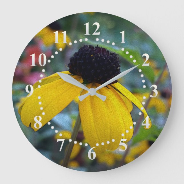 Reloj Redondo Grande Flor amarilla (Anverso)