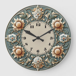 Reloj Redondo Grande Flor Art Déco