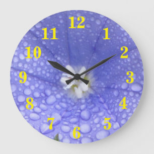 Reloj Redondo Grande Flor blanca azul