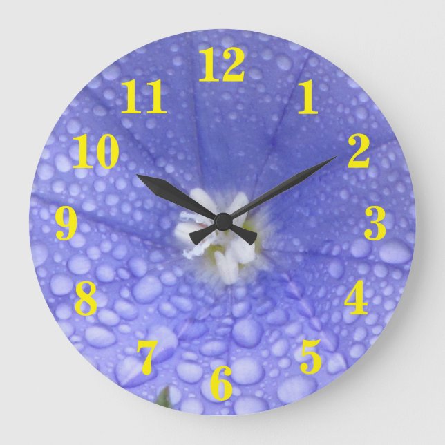 Reloj Redondo Grande Flor blanca azul (Anverso)