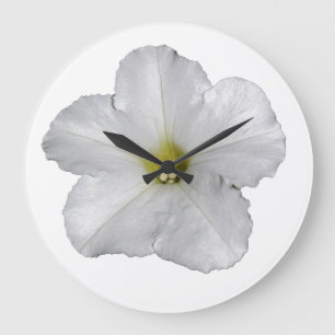 Reloj Redondo Grande Flor Blanca Petunia Floral Decoración Navideña Lin