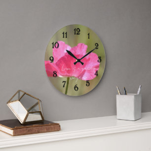 Reloj Redondo Grande Flor de amapola islandesa rosa fotografía