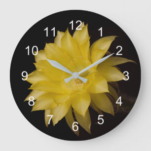Reloj Redondo Grande Flor de cactus de limón