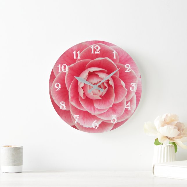 Reloj Redondo Grande Flor de Camelia Rosa (Hogar)