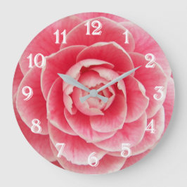 Reloj Redondo Grande Flor de Camelia Rosa
