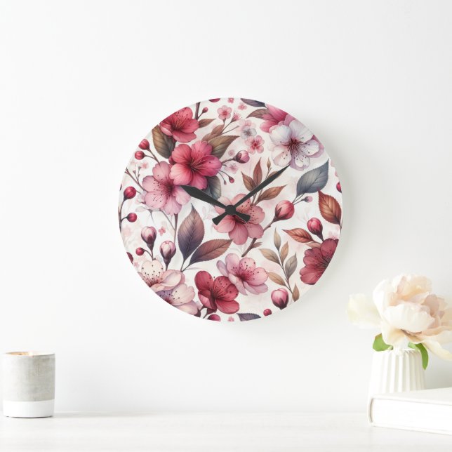 Reloj Redondo Grande Flor de Cerezo (Hogar)