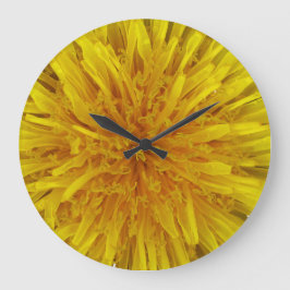 Reloj Redondo Grande Flor de Dandelion amarilla sin dígitos