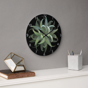 Reloj Redondo Grande Flor de helecho fractal