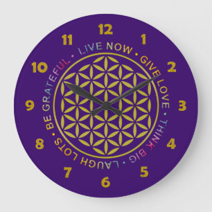 Reloj Redondo Grande Flor de la vida con reglas de vida