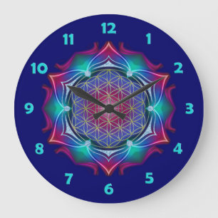 Reloj Redondo Grande FLOR DE LA VIDA/de DES Lebens - mandala IV de