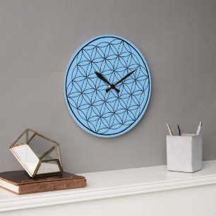 Reloj Redondo Grande Flor de la Vida holográfica Geometría Sagrada