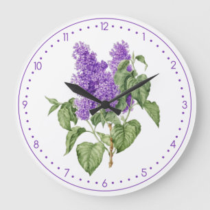 Reloj Redondo Grande Flor de Lilac Vintage Floral verde púrpura botánic