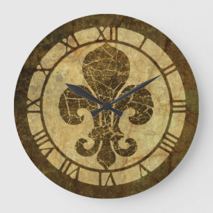 Reloj Redondo Grande Flor de lis antigua