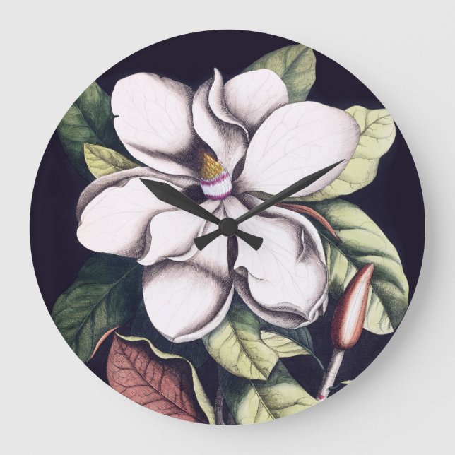 Reloj Redondo Grande Flor de Magnolia (Anverso)