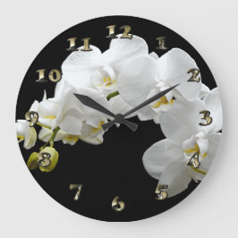 Reloj Redondo Grande Flor de orquídea blanca