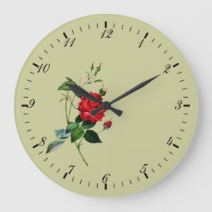 Reloj Redondo Grande flor de rosa roja