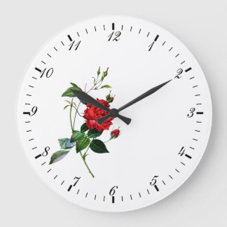 Reloj Redondo Grande flor de rosa roja