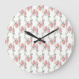 Reloj Redondo Grande Flor de rosa rosada Shabby Chic