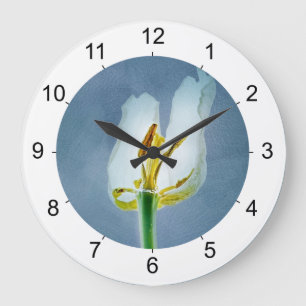 Reloj Redondo Grande Flor de tulipán blanco marchito