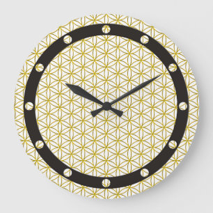 Reloj Redondo Grande Flor de vida / Blume des Lebens - patrón oro
