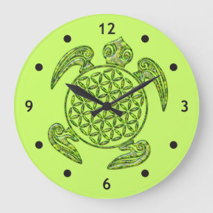 Reloj Redondo Grande Flor de vida / Blume des Lebes - verde tortuga