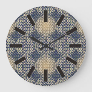 Reloj Redondo Grande Flor de vida - estampado - arena azul