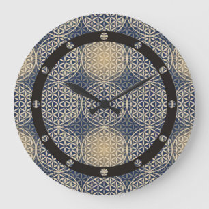 Reloj Redondo Grande Flor de vida - estampado - arena azul