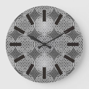 Reloj Redondo Grande Flor de vida - estampado - gris