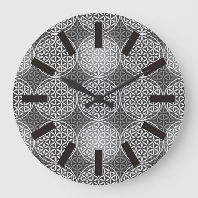 Reloj Redondo Grande Flor de vida - estampado - gris (Anverso)