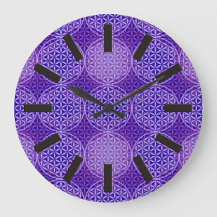 Reloj Redondo Grande Flor de vida - estampado - morado