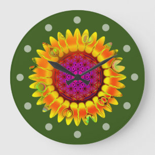 Reloj Redondo Grande Flor De Vida - Flor Geométrica 4