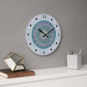 Reloj Redondo Grande Flor De Vida - Mandala Estilo India 1