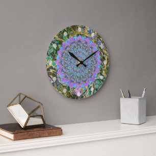 Reloj Redondo Grande Flor De Vida - Mandala Estilo India 2
