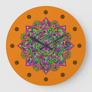 Reloj Redondo Grande Flor de vida - Mandala india 1