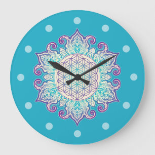 Reloj Redondo Grande Flor de vida - Mandala india 2