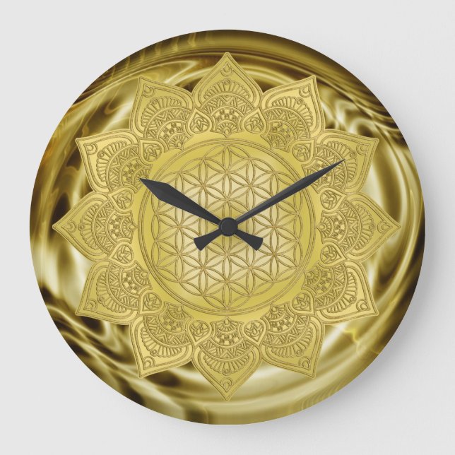 Reloj Redondo Grande Flor de vida - Mandala india 4 (Anverso)