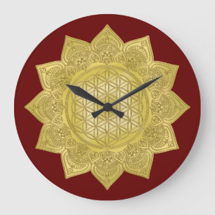 Reloj Redondo Grande Flor de vida - Mandala india 4