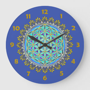 Reloj Redondo Grande Flor De Vida - Ornamentos De Florencia Vintage 1