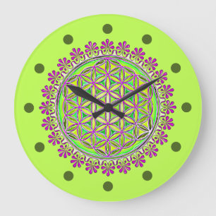 Reloj Redondo Grande Flor De Vida - Ornamentos De Florencia Vintage 2